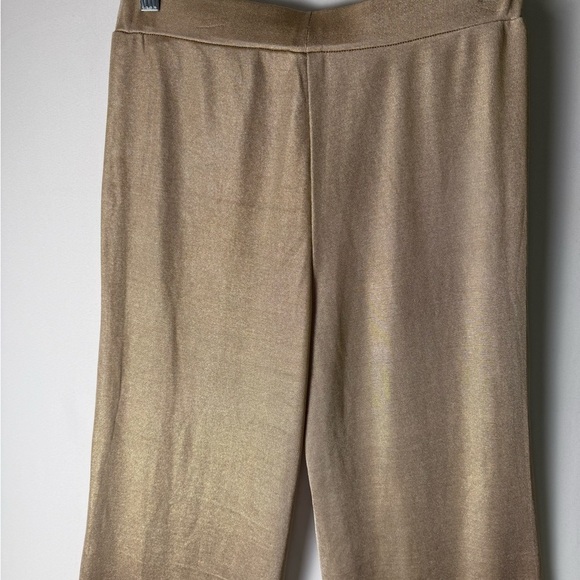 Windsor Women Gold Metallic Flowy Wide-Leg Pants Large Silhouette Stretch Chic - Picture 3 of 9